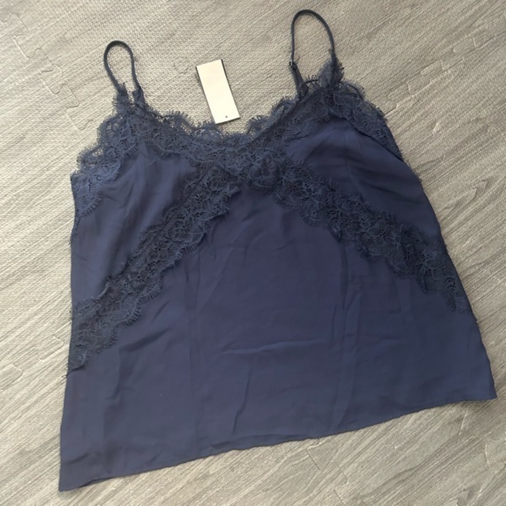 NWT LUSH Navy Lace Trim Camisole